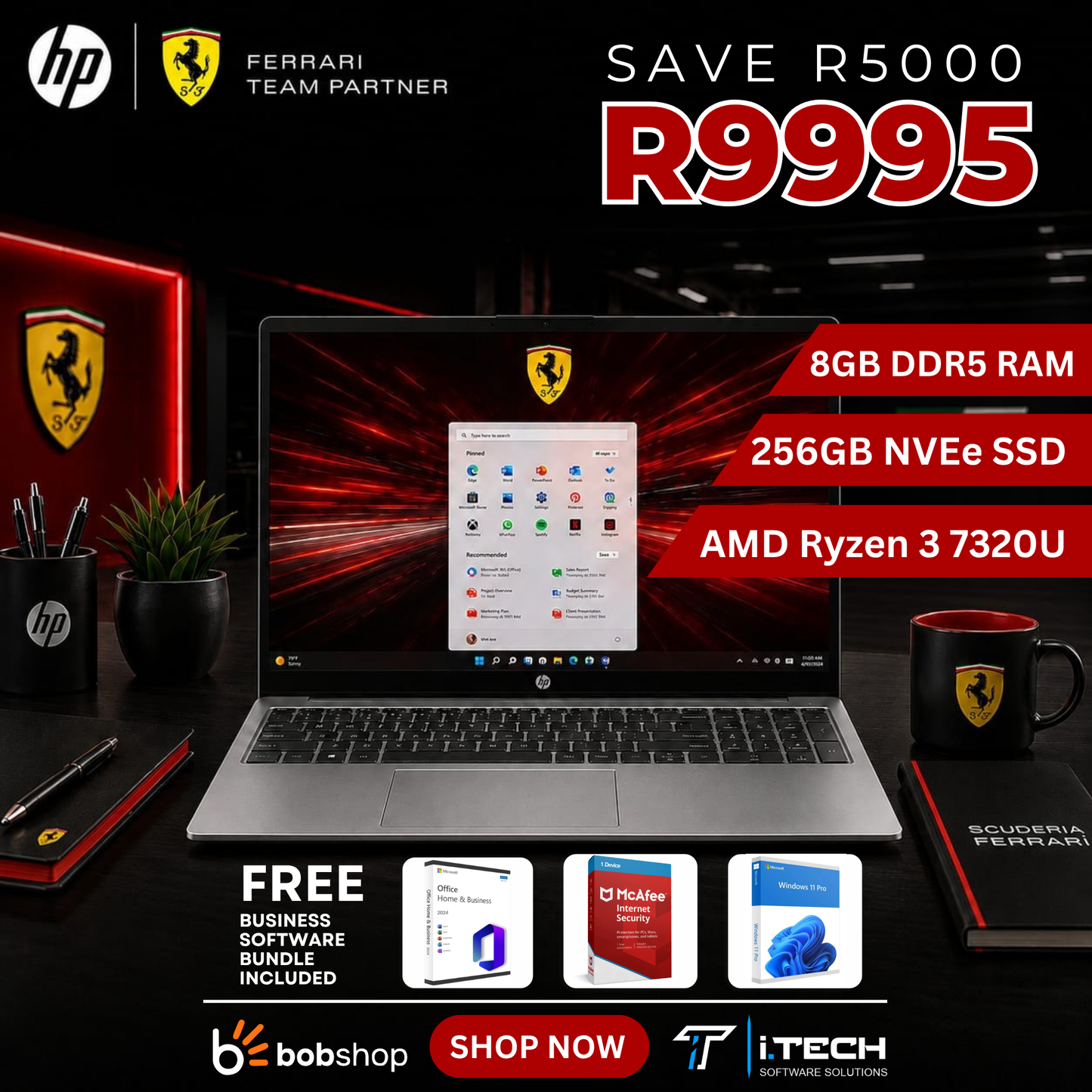HP Laptop 15.6" FHD | AMD Ryzen 3 | 8GB DDR5 RAM | 256GB NVMe SSD | FREE Software Business Bundle  | FREE Delivery