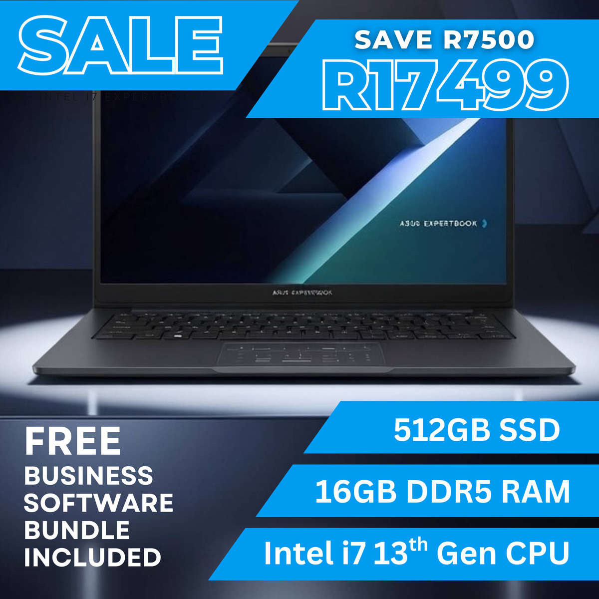 ASUS Expertbook | I7 1355U | 16GB RAM | 512GB SSD | 15.6" FHD | FREE DELIVERY + FREE BUSINESS SOFTWARE BUNDLE